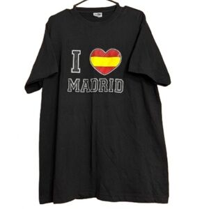 Kostablanca Women’s Black Multi “I LOVE MADRID” Casual Shirt Sz-XL